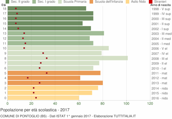 Grafico Popolazione in età scolastica - Pontoglio 2017