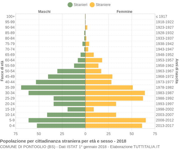 Grafico cittadini stranieri - Pontoglio 2018