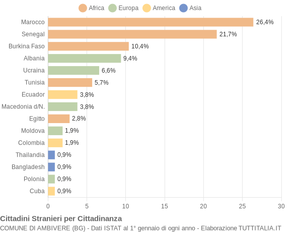 Grafico cittadinanza stranieri - Ambivere 2006