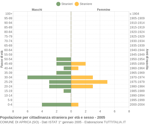 Grafico cittadini stranieri - Aprica 2005