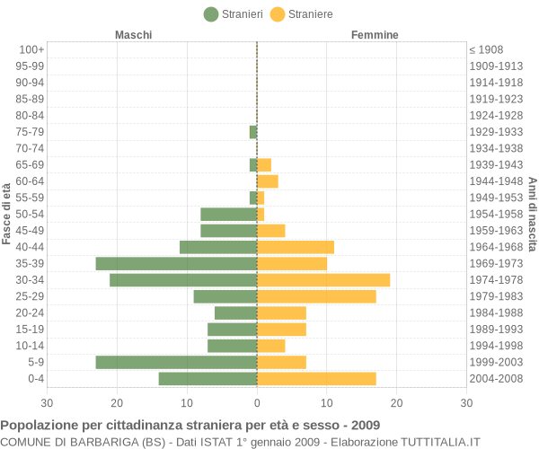 Grafico cittadini stranieri - Barbariga 2009
