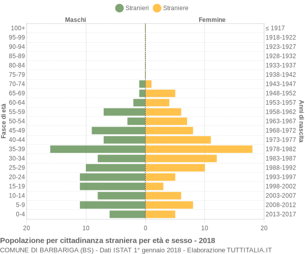 Grafico cittadini stranieri - Barbariga 2018