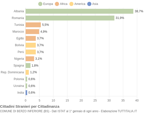 Grafico cittadinanza stranieri - Berzo Inferiore 2019