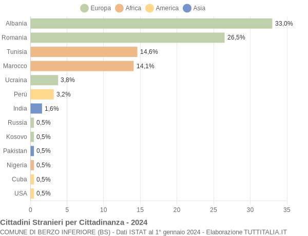 Grafico cittadinanza stranieri - Berzo Inferiore 2024