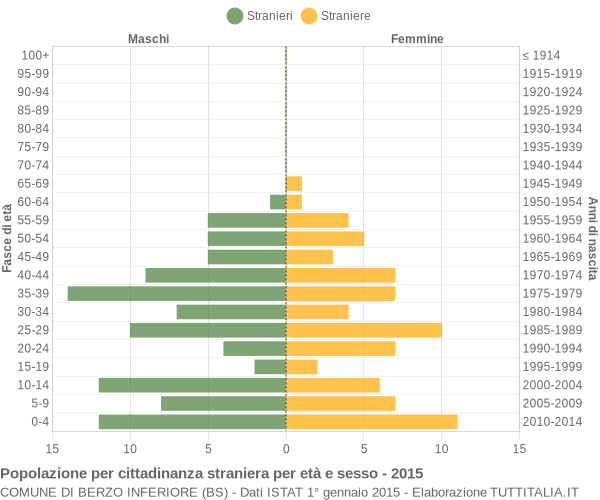 Grafico cittadini stranieri - Berzo Inferiore 2015