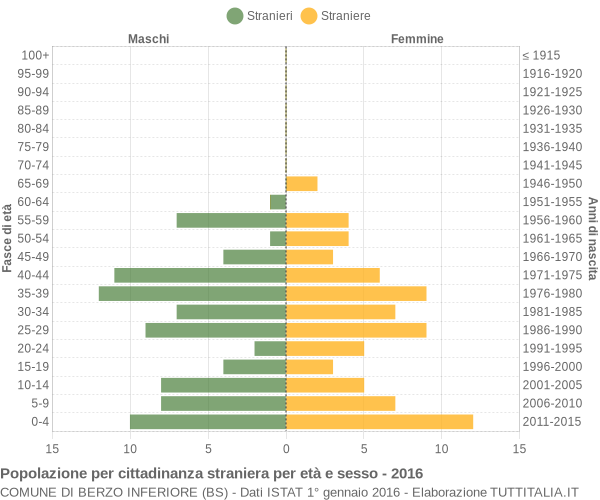 Grafico cittadini stranieri - Berzo Inferiore 2016