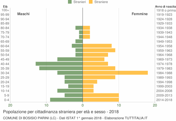 Grafico cittadini stranieri - Bosisio Parini 2018