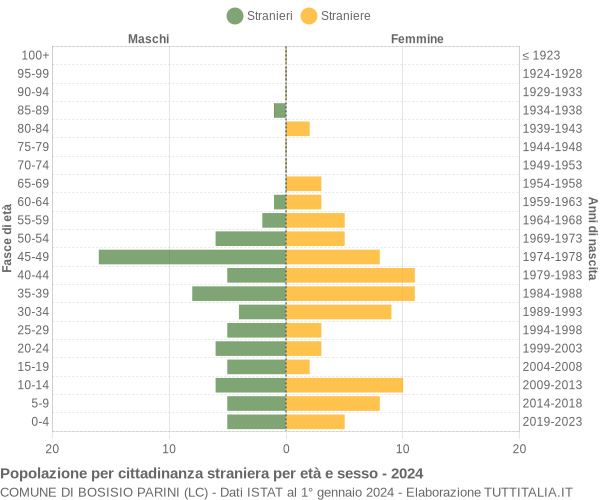 Grafico cittadini stranieri - Bosisio Parini 2024