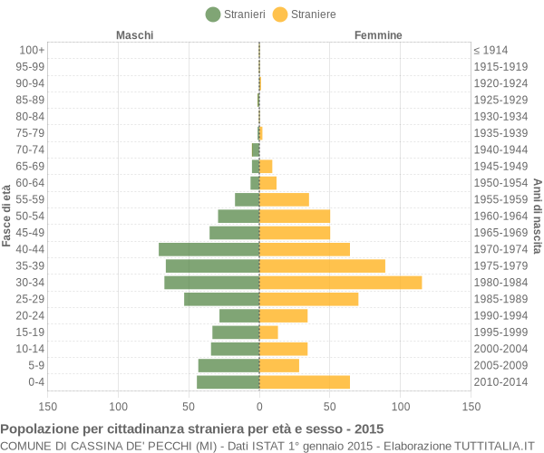 Grafico cittadini stranieri - Cassina de' Pecchi 2015