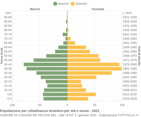 Grafico cittadini stranieri - Cassina de' Pecchi 2021