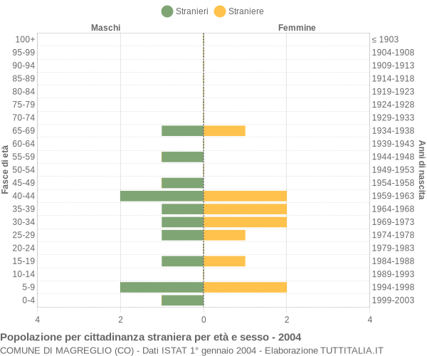 Grafico cittadini stranieri - Magreglio 2004