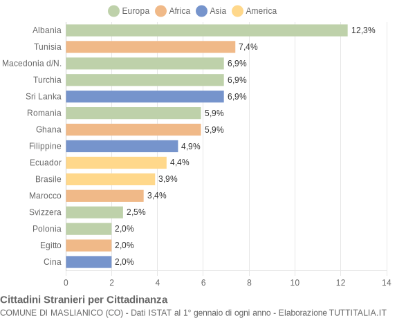 Grafico cittadinanza stranieri - Maslianico 2009