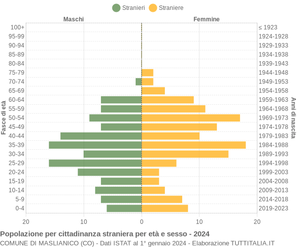 Grafico cittadini stranieri - Maslianico 2024