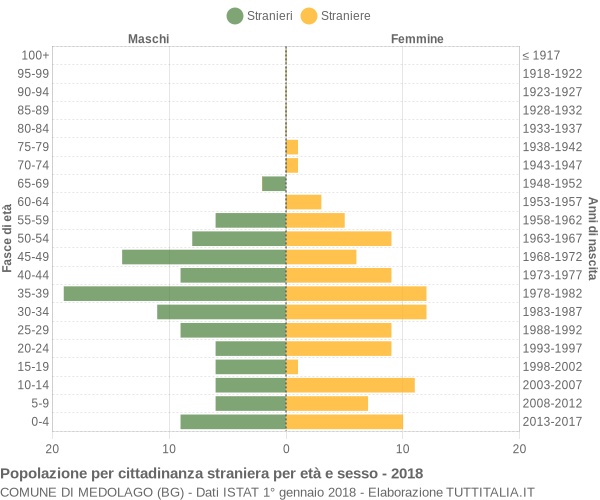 Grafico cittadini stranieri - Medolago 2018