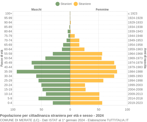 Grafico cittadini stranieri - Merate 2024