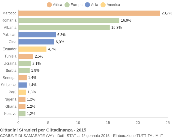 Grafico cittadinanza stranieri - Samarate 2015