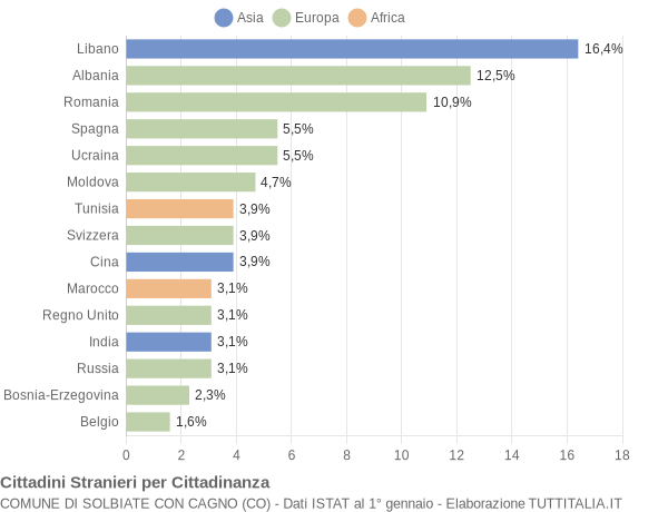 Grafico cittadinanza stranieri - Solbiate con Cagno 2009