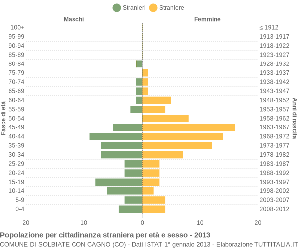 Grafico cittadini stranieri - Solbiate con Cagno 2013