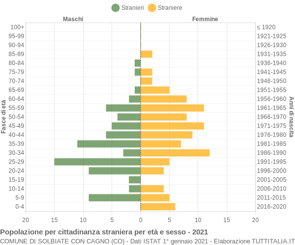 Grafico cittadini stranieri - Solbiate con Cagno 2021