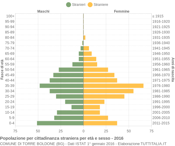 Grafico cittadini stranieri - Torre Boldone 2016