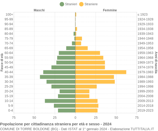 Grafico cittadini stranieri - Torre Boldone 2024