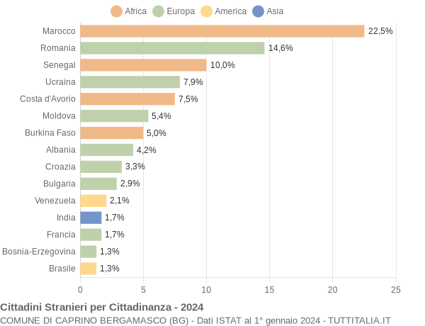 Grafico cittadinanza stranieri - Caprino Bergamasco 2024