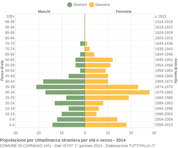 Grafico cittadini stranieri - Carnago 2014