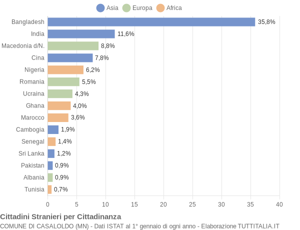 Grafico cittadinanza stranieri - Casaloldo 2019