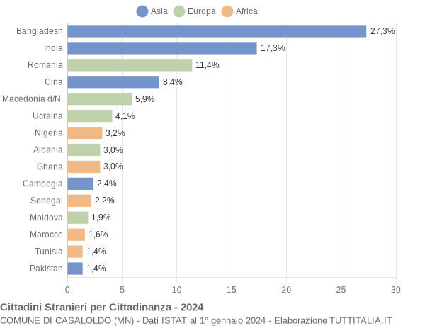 Grafico cittadinanza stranieri - Casaloldo 2024