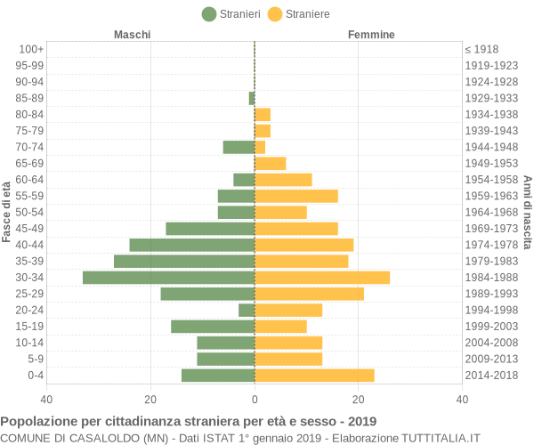 Grafico cittadini stranieri - Casaloldo 2019