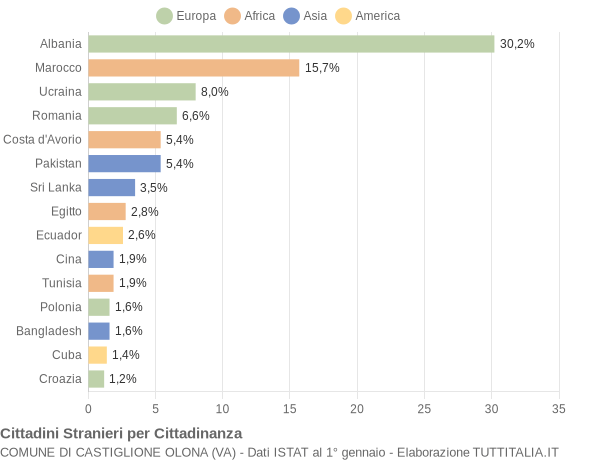 Grafico cittadinanza stranieri - Castiglione Olona 2014