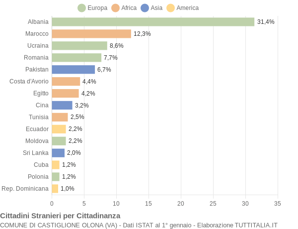 Grafico cittadinanza stranieri - Castiglione Olona 2017