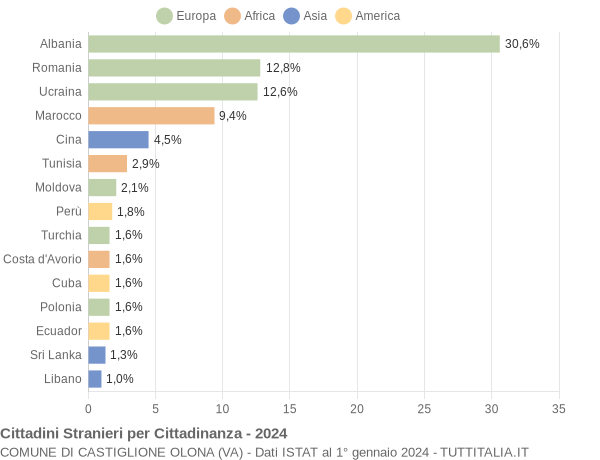 Grafico cittadinanza stranieri - Castiglione Olona 2024