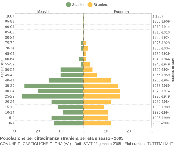 Grafico cittadini stranieri - Castiglione Olona 2005