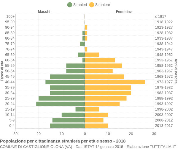 Grafico cittadini stranieri - Castiglione Olona 2018