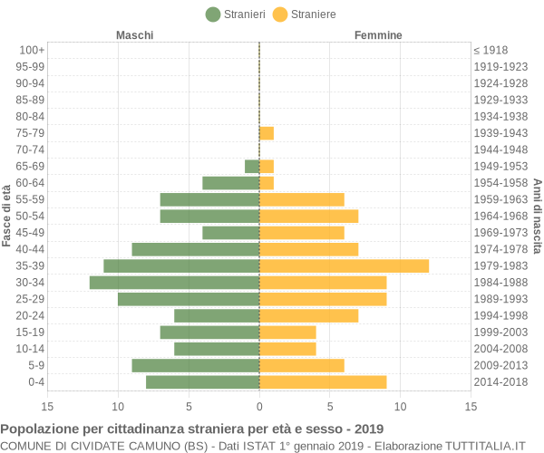 Grafico cittadini stranieri - Cividate Camuno 2019