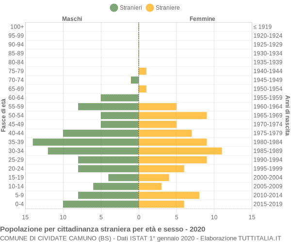 Grafico cittadini stranieri - Cividate Camuno 2020