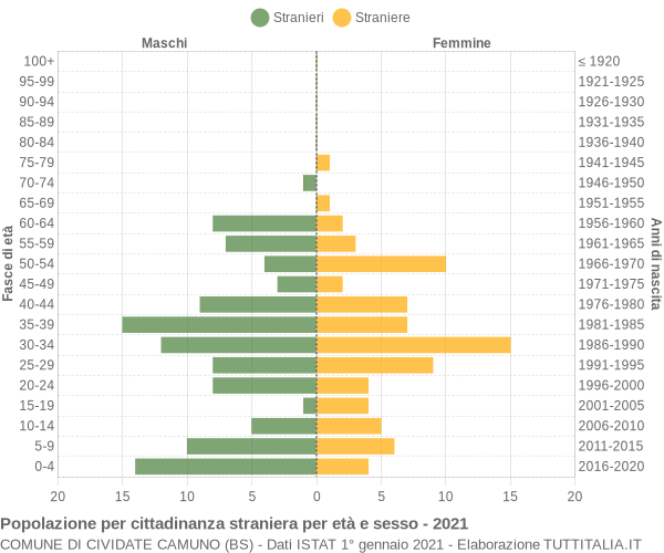 Grafico cittadini stranieri - Cividate Camuno 2021