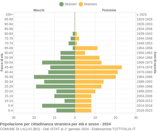 Grafico cittadini stranieri - Lallio 2024