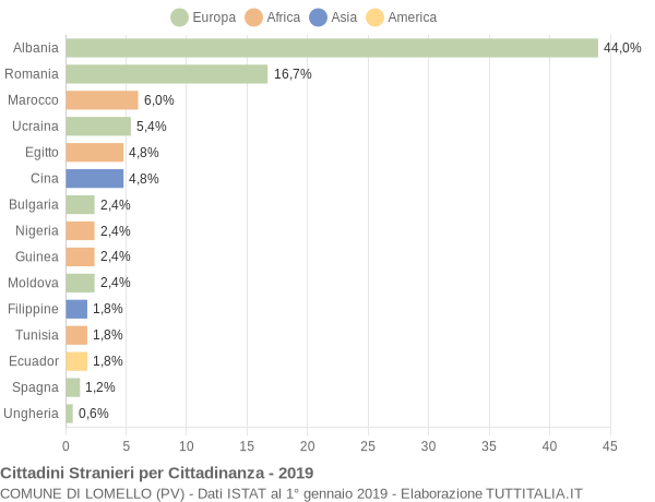 Grafico cittadinanza stranieri - Lomello 2019