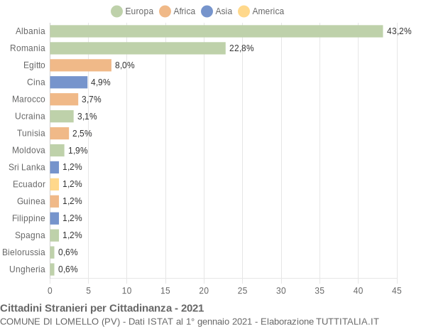 Grafico cittadinanza stranieri - Lomello 2021