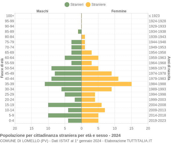 Grafico cittadini stranieri - Lomello 2024