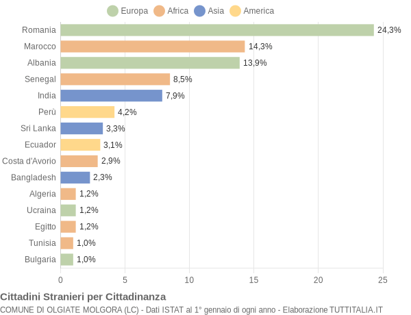 Grafico cittadinanza stranieri - Olgiate Molgora 2008