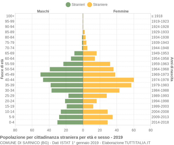 Grafico cittadini stranieri - Sarnico 2019