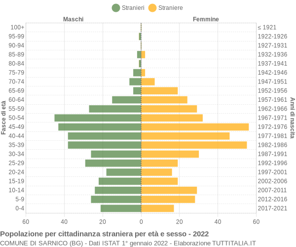 Grafico cittadini stranieri - Sarnico 2022