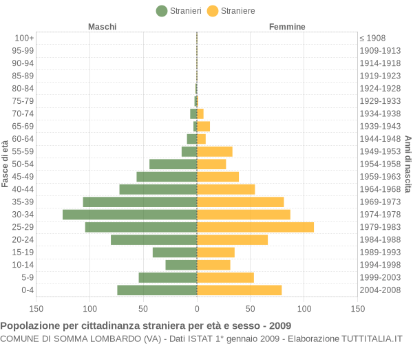 Grafico cittadini stranieri - Somma Lombardo 2009
