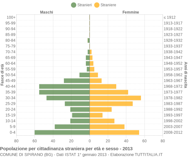 Grafico cittadini stranieri - Spirano 2013