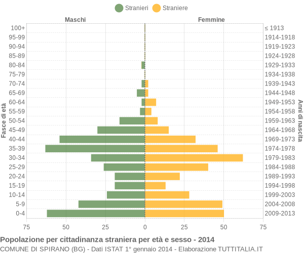 Grafico cittadini stranieri - Spirano 2014