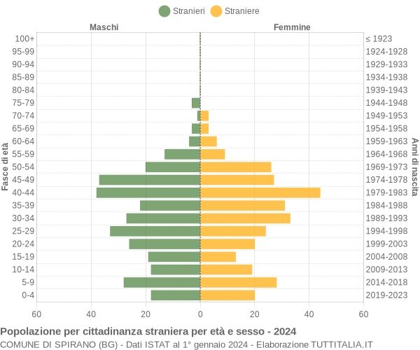 Grafico cittadini stranieri - Spirano 2024