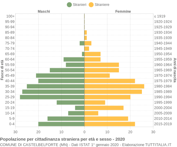 Grafico cittadini stranieri - Castelbelforte 2020